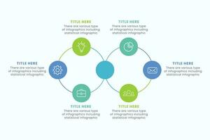 Präsentation Geschäft Kreis Infografik Vorlage mit sechs Schritt Elemente Vektor Illustration