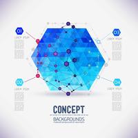 Abstrakt begrepp geometrisk gitter, omfattningen av molekyler, i hexagonen vektor