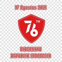 17 augusti 2021 emblem klistermärke för indonesiska självständighetsdagen vektor