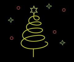 Neon- Weihnachten Baum mit Stern, glühend Symbol. Neon- Neu Jahr Baum Silhouette, Gliederung Weihnachten Baum im lebendig Farben. festlich Tanne mit Neon- Licht. Symbol Satz, Zeichen, Symbol zum ui. Vektor Illustration