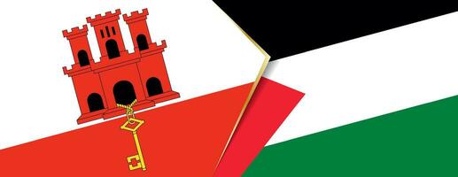 gibraltar och palestina flaggor, två vektor flaggor.