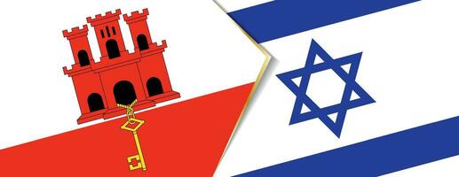 gibraltar och Israel flaggor, två vektor flaggor.