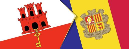 Gibraltar und Andorra Flaggen, zwei Vektor Flaggen.