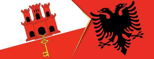 gibraltar och albania flaggor, två vektor flaggor.
