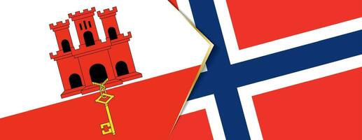 Gibraltar und Norwegen Flaggen, zwei Vektor Flaggen.