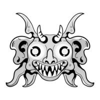 Kultur Kopf Statue Barong oder Tiki Maske trofisch Zeichen von polynesisch. Illustration Design gut zum Tätowierungen, Poster Element oder drucken vektor