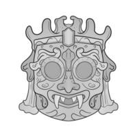 Kultur Kopf Statue Barong oder Tiki Maske trofisch Zeichen von polynesisch. Illustration Design gut zum Tätowierungen, Poster Element oder drucken vektor