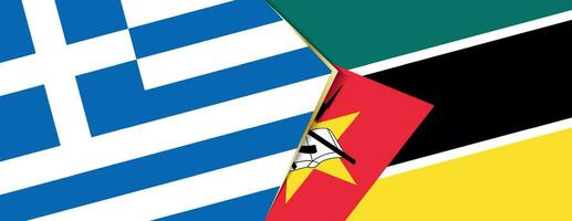 Griechenland und Mozambique Flaggen, zwei Vektor Flaggen.