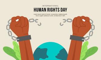 Hand gezeichnet International Mensch Rechte Tag Hintergrund mit Hände vektor