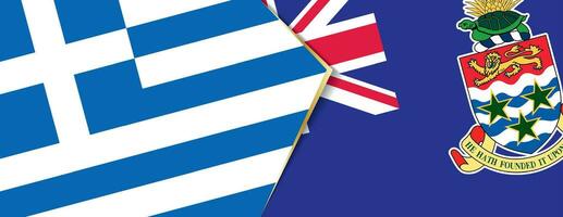 Griechenland und Cayman Inseln Flaggen, zwei Vektor Flaggen.