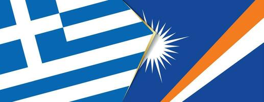 Griechenland und Marshall Inseln Flaggen, zwei Vektor Flaggen.