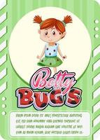 karaktärsspelkortsmall med ordet betty bugs vektor