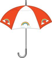 orange gestreifter Regenschirm mit Regenbogenmuster vektor