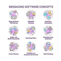 Messaging-Software-Konzept-Icons gesetzt vektor