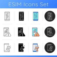 uppsättning relaterade ikoner för mobiltelefoner vektor