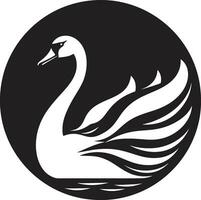konstnärlig svart svan emblem svan sjö elegans design vektor