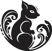 monochromatisch Eichhörnchen Abzeichen schwarz Schönheit Eichhörnchen Emblem vektor