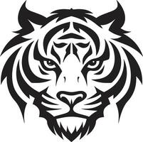 graciös svart tiger logotyp rytande fä mark vektor