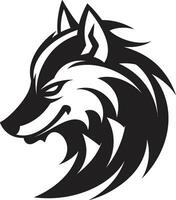 anmutig schwarz Wolf Logo wild Alpha Kennzeichen vektor