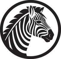 monochromatisch Zebra Gesicht Logo majestätisch gestreift Anmut vektor