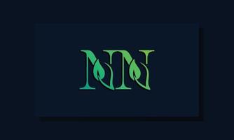 minimales nn-logo im blattstil vektor