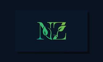 minimales blattstil initial nz logo vektor