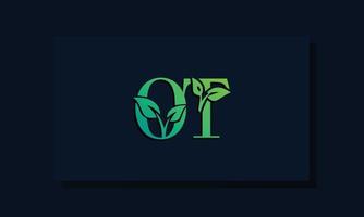 minimal leaf style initial ot logo vektor