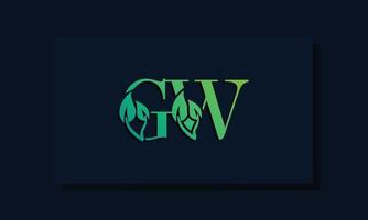 minimal leaf style initial gw logo. vektor