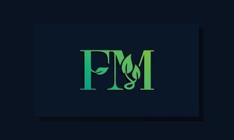 minimal leaf style initial fm logo. vektor