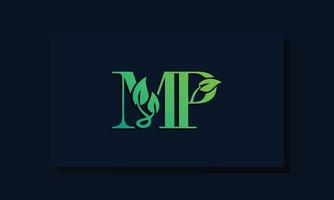 minimal leaf style initial mp logo vektor