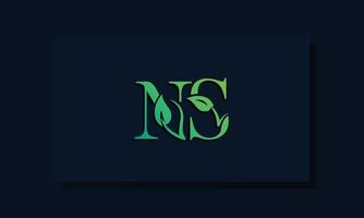 minimales ns-logo im blattstil vektor