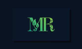 minimal leaf style initial mr logo vektor