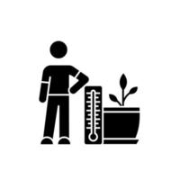 plantering temperaturområde svart glyph ikon vektor