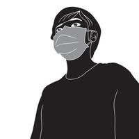 Menschen in Maske Coronavirus Silhouette auf weißem Hintergrund vektor