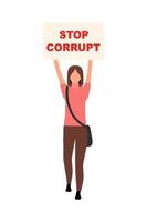 Mädchen mit Stop-korruptem Poster halbflacher Farbvektorcharakter vektor