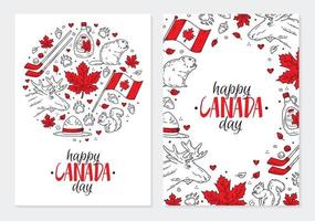 Happy National Day of Canada, eine Reihe von Postkarten oder Postern mit Symbolen vektor