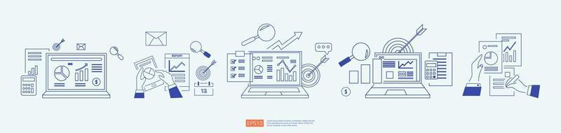 Diagrammdokumentdatenberichtskonzept für Geschäftsstatistikset vektor