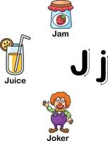alphabet buchstabe j-marmelade, saft, joker illustration vektor