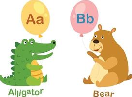 Abbildung isoliert Alphabet Buchstaben a-Alligator, b-Bär vektor