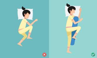beste und schlechteste Positionen zum Schlafen, Illustration vektor