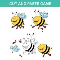 Schnitt- und Vergangenheitsspiel, einfache pädagogische Papierspiele für Kinder. Illustration vektor