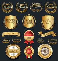 Lyx premium guld märken och etiketter vektor