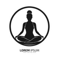 minimal und abstrakt Logo von Yoga Symbol Übung Vektor Meditation Silhouette isoliert Design im Kreis