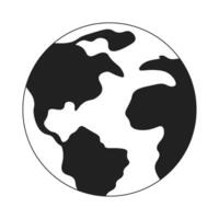 klot värld svart och vit 2d tecknad serie objekt. jord planet isolerat vektor översikt Artikel. sfär global. cirkel form. destination utforskning. jord sfär enfärgad platt fläck illustration