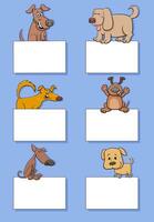 Karikatur Hunde und Welpen mit Karten Design einstellen vektor