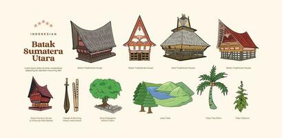 isoliert Batak Norden Sumatera Indonesien Wahrzeichen Illustration vektor