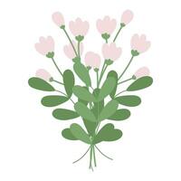 abstrakt Frühling Strauß von Zweige und Blumen im modisch Sanft Schatten Grün und Rosa. Hallo Frühling vektor