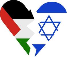 vektor illustration Israel och palestina flaggor i bruten hjärta. sluta krig begrepp, palestina och Israel krig
