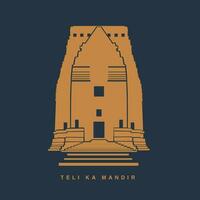 teli ka mandir är ett 8:e - 9:e århundrade tempel, belägen i de gwalior fort område. vektor