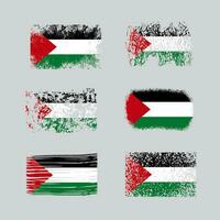 samling av grunge stil palestina flaggor vektor